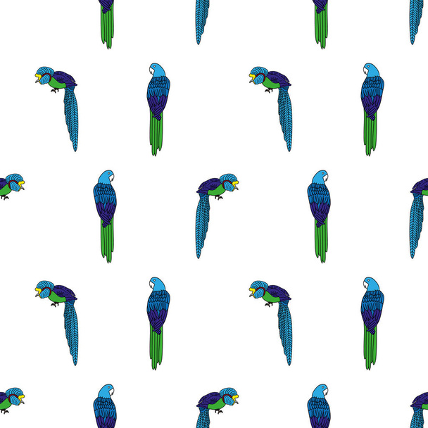 ベクトルホワイト熱帯鳥のシームレスな背景パターン - ベクター画像