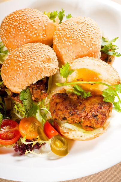 Mini chicken burgers - Фото, изображение