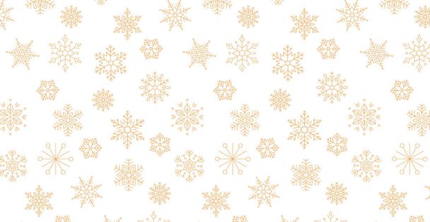 Simple Christmas background, geometric minimalist pattern with golden snowflakes. Retro Xmas concept design - Vector, Image