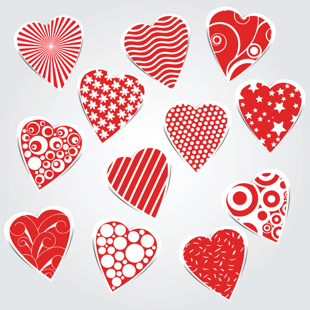 vector hearts set - stickers - Wektor, obraz