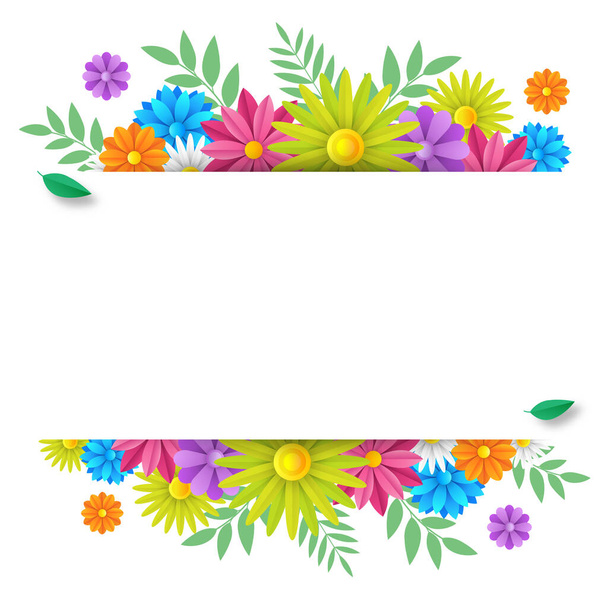 Цветочный изолированный баннер на белом фоне. Дизайн открыток, свадебных приглашений или поздравлений. Векторная иллюстрация - Вектор,изображение