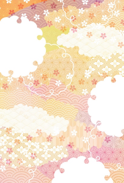 Kersenbloesems Japans patroon Nieuwjaarskaart achtergrond  - Vector, afbeelding