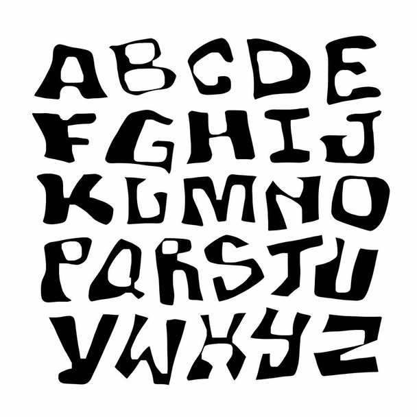Handgezeichnete Schrift, isoliert auf weiß gesetzt. Pinsel gemalte Zeichen, Schrift mit Vektor-Logo. Typografie-Alphabet für Ihre Entwürfe - Vektor, Bild