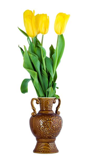 Květy žluté tulipány ve váze - Fotografie, Obrázek