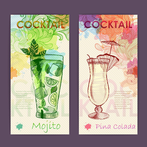 Artistic decorative watercolor cocktail poster. Disco background - Vektor, obrázek