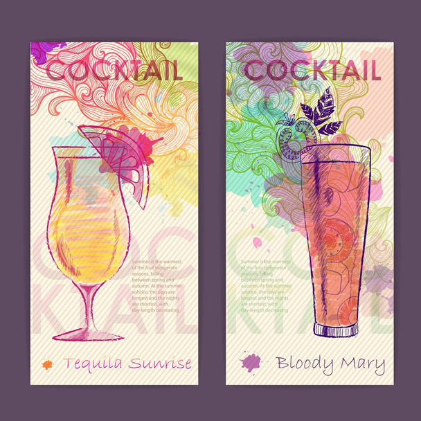 Artistic decorative watercolor cocktail poster. Disco background - Вектор,изображение