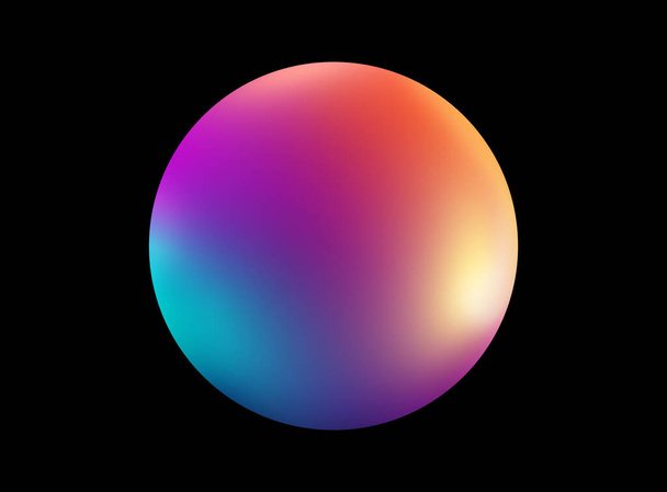 ball gradation in rainbow color. an object illustration on black that looks shiny and glow. beautiful illustration of a purple ball. - Foto, Bild