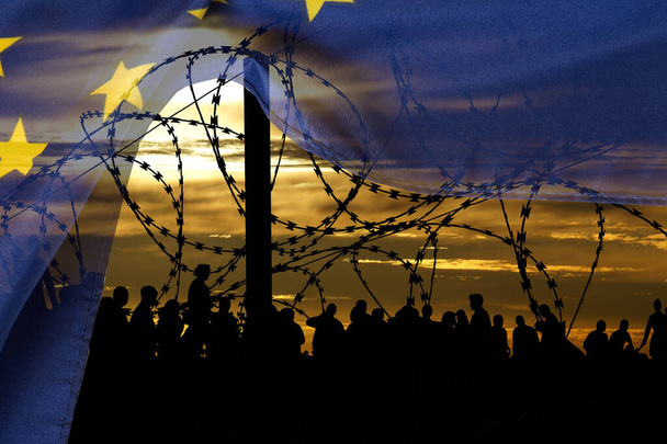 Migrants on the border with the European Union - Foto, Imagem