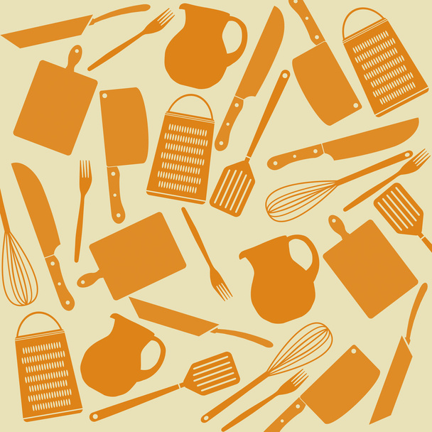 Seamless pattern of kitchen tools - Vector, Image