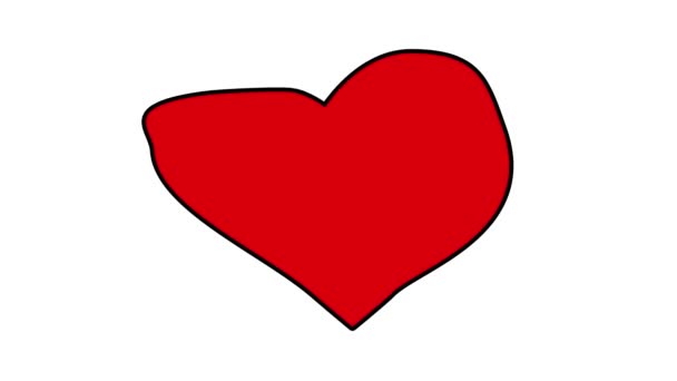 мультфильм анимации красное сердце на белом фоне - Кадры, видео