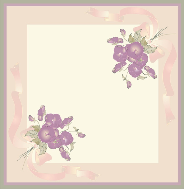 Beautiful decorative framework with flowers. Greeting card with a bouquet - Vector, Image