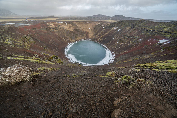 Kerid volcanic crater lake in Iceland, Europe - Photo, Image