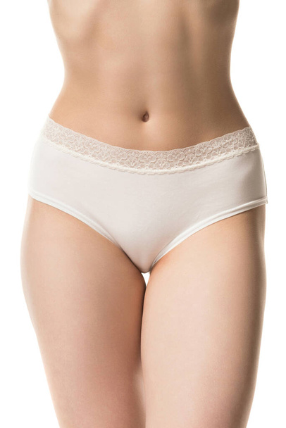 girl in panties, half-length shot on white background - Фото, изображение