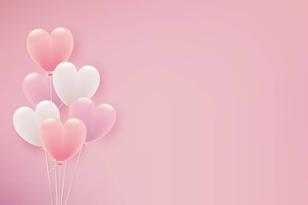 background of pastel color heart balloons - Vector, afbeelding