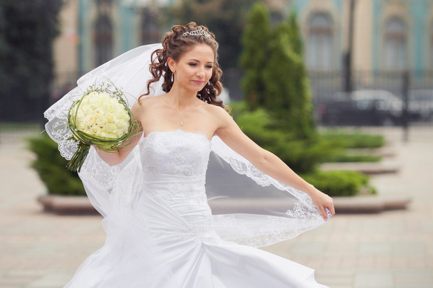 美しいブルネットの花嫁 - 写真・画像