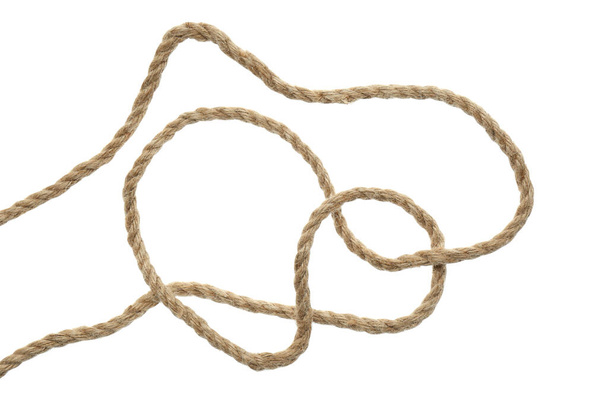 Hemp rope with loop on white background - Foto, Bild