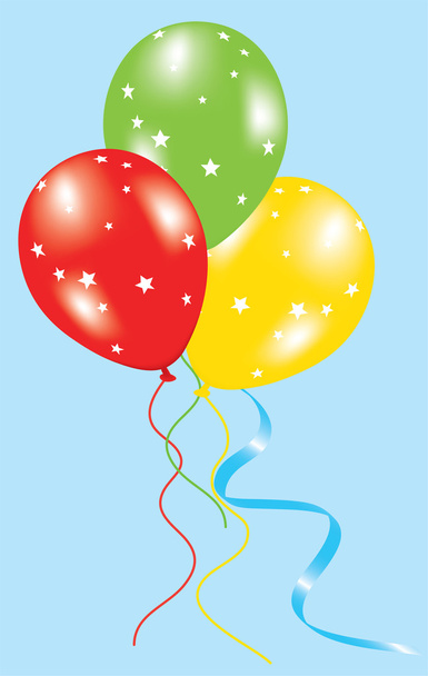 kleurrijke ballons met sterren - Vector, afbeelding