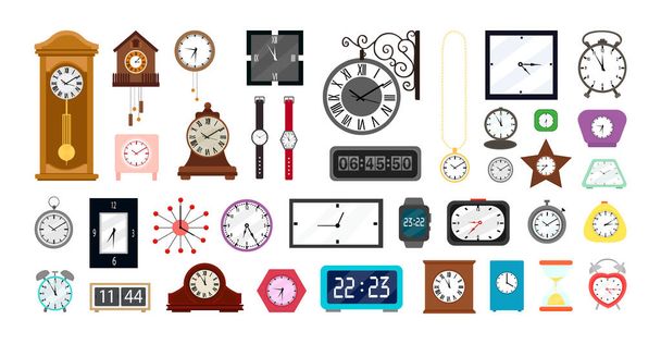 Vector collection of clocks in flat style. - Wektor, obraz