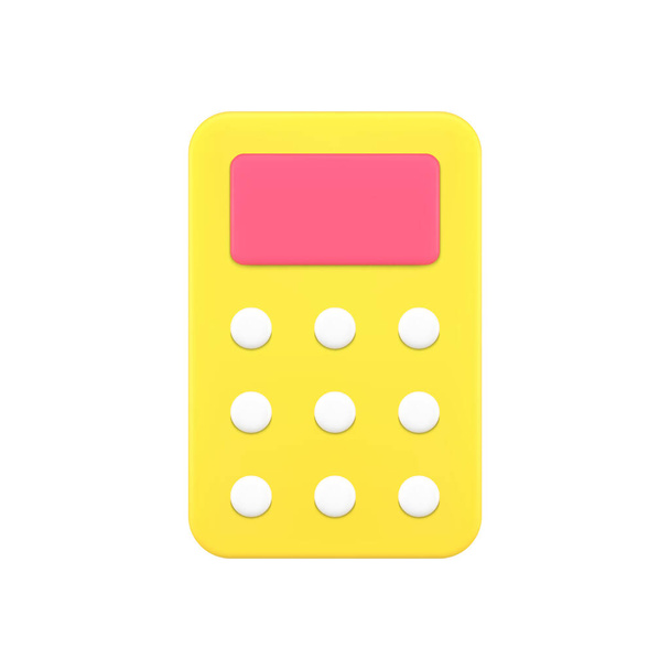 Simple yellow calculator with pink display 3d icon vector illustration - Διάνυσμα, εικόνα