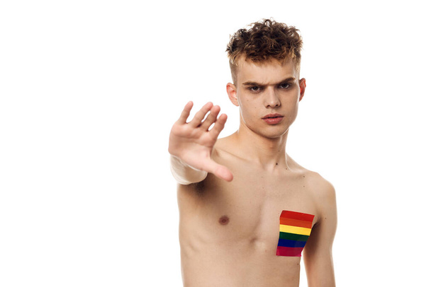 man with lgbt flag transgender community discrimination - Fotó, kép