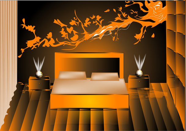 renderen nacht slaapkamer - Vector, afbeelding
