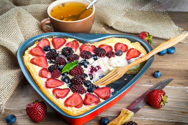 Fruit pudding with berries - Fotó, kép