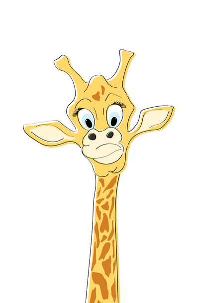 Doodle hand-drawn funny giraffe head. - Wektor, obraz