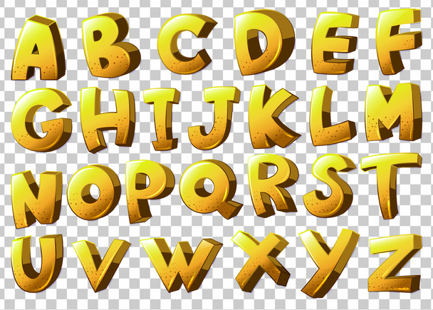 Alphabets in yellow color - Vector, Image