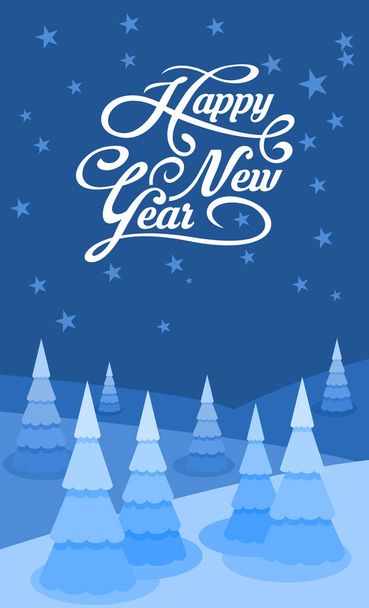 Winter landscape background with text Happy New Year - Vector, Imagen