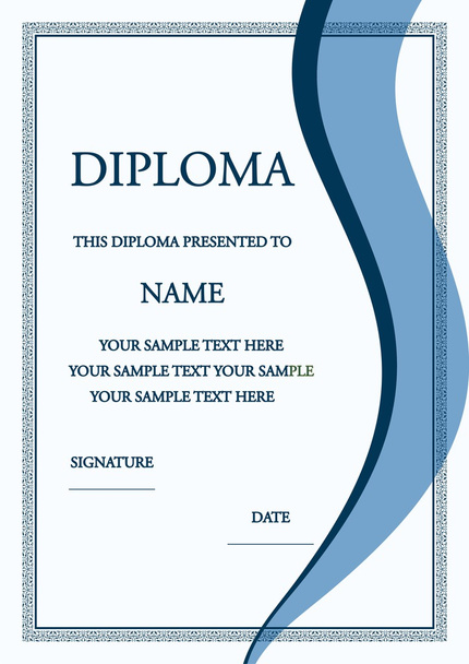 Векторна ілюстрація сертифіката синього диплома
 - Вектор, зображення