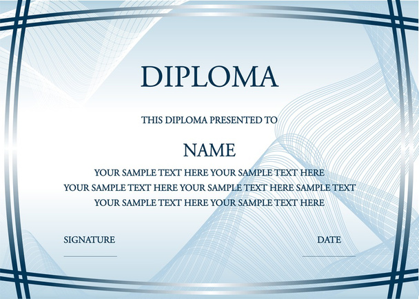 Vector illustration of blue diploma certificate - Vector, Image