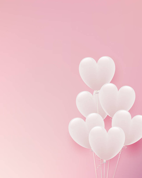 background of white heart balloons - Вектор,изображение