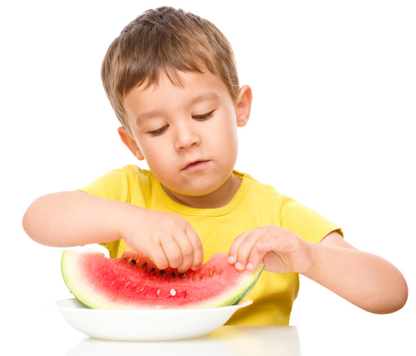 Little boy is eating watermelon - Foto, Imagem