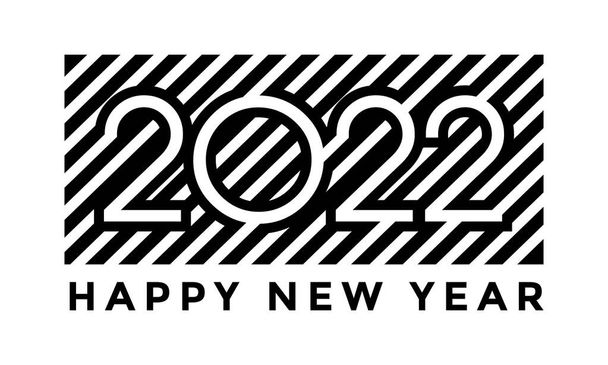 2022 mutlu yeni yıl modern çizgi tasarımı - Vektör, Görsel