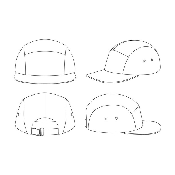 Modèle cinq panneau chapeau vecteur illustration croquis plan design contour - Vecteur, image