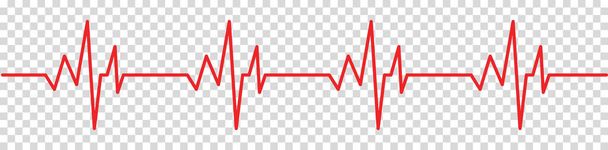 Pulse line vector template. Heart pulse, one line, cardiogram sign, heartbeat. Vector illustration isolated on transparent background - Vector, Image