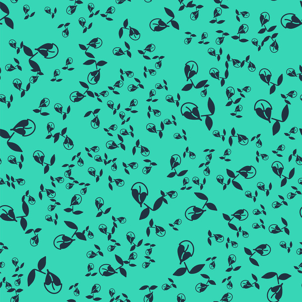 Black Sprout ikon elszigetelt zökkenőmentes minta zöld háttér. Vetés és palánta. Levelek. Levéltermészet. Vektor - Vektor, kép