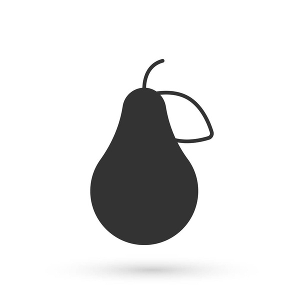 Ícone Grey Pear isolado no fundo branco. Fruta com símbolo de folha. Vetor - Vetor, Imagem
