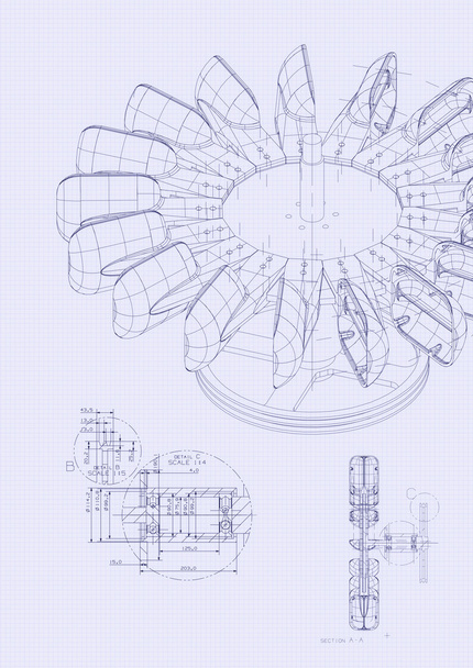 Schéma industriel de la turbine hydraulique
 - Photo, image
