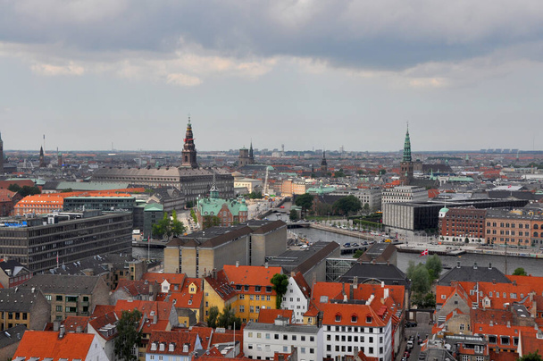 Aerial view over the roofs of Copenhagen, Denmark - Photo, image