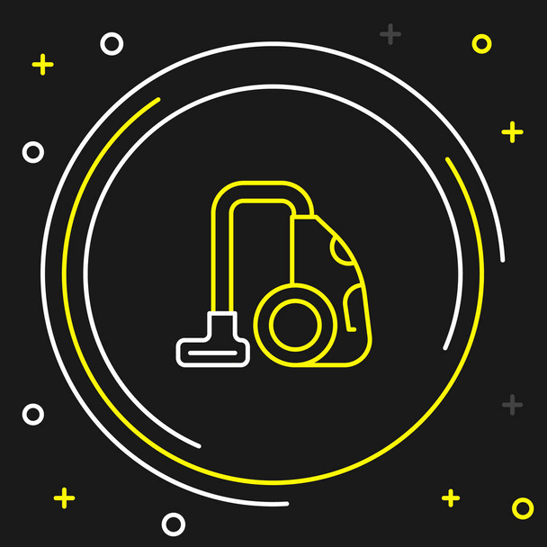 Line Vacuum cleaner icon isolated on black background. Colorful outline concept. Vector - Vector, Image