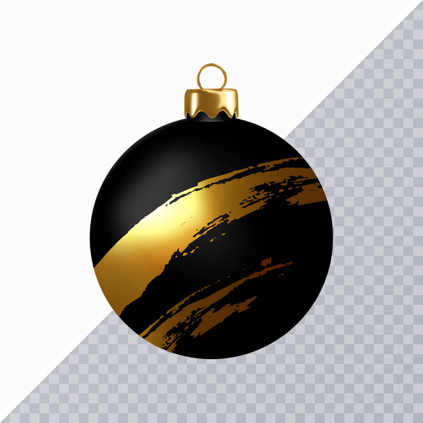 Elegante luxury black christmas ball with abstract pattern isolated on white. Vector illustration - Vector, Image