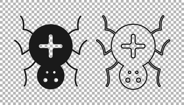 Icône d'araignée noire isolée sur fond transparent. Bonne fête d'Halloween. Vecteur - Vecteur, image