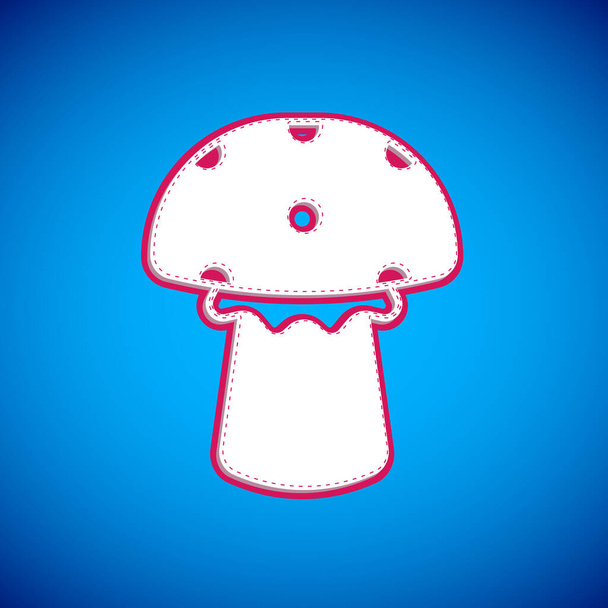 Ícone de cogumelo branco isolado no fundo azul. Vetor - Vetor, Imagem