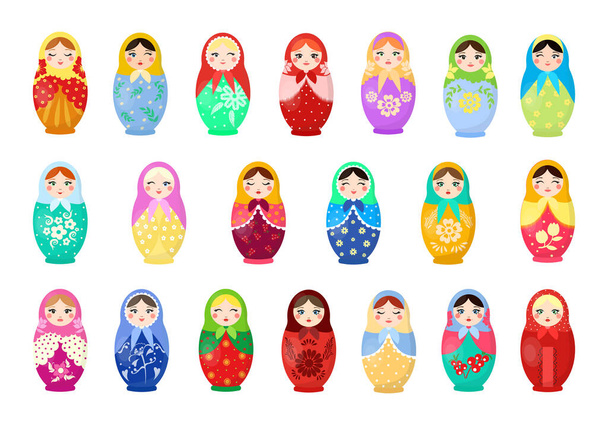 Vector collection of Russian nesting dolls. - Vettoriali, immagini