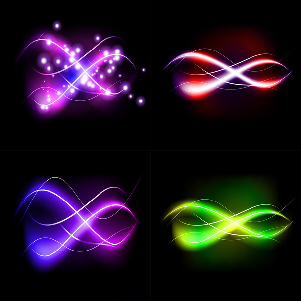 set illustration of colorful abstract background blurred magic neon light curved lines with place for your text. - Photo, Image