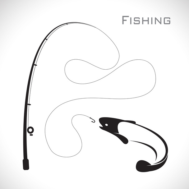 Vector images of fishing rod and fish  - Vector, Image