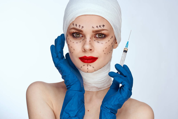portrait of a woman aesthetic facial surgery clinic body care isolated background - Fotografie, Obrázek