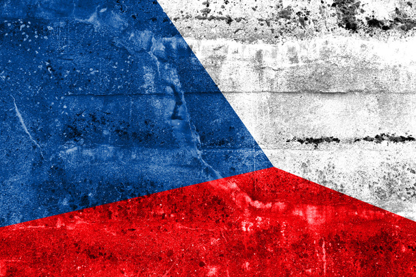 Czech Republic Flag painted on grunge wall - Zdjęcie, obraz