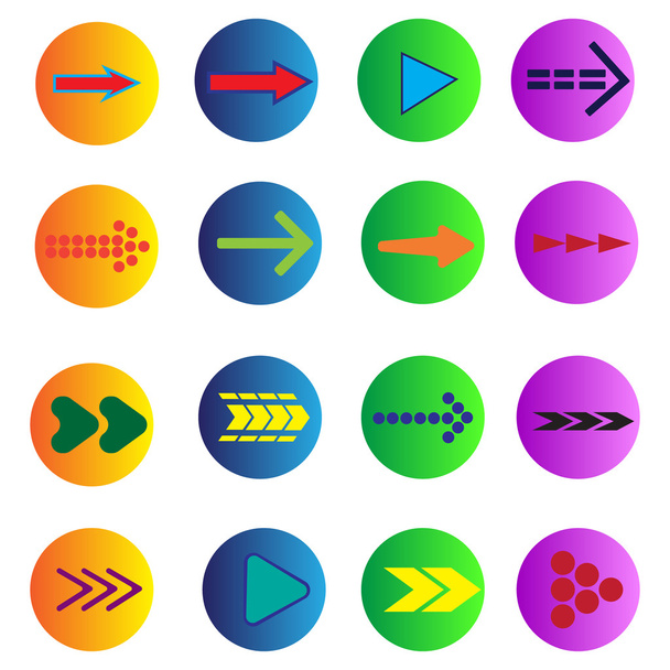 Set of 16 arrows  - Διάνυσμα, εικόνα